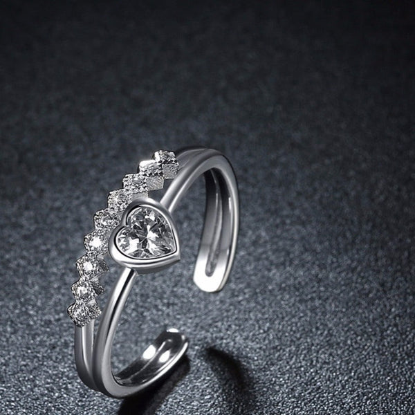 Anello in argento 925 con zircone a forma di cuore