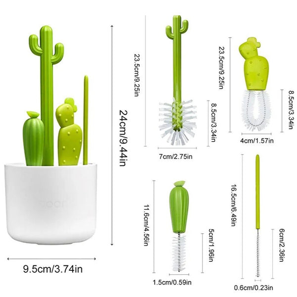 Set di spazzole multiuso a forma di cactus per la pulizia di biberon e succhiotti