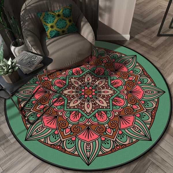 Tappeto coloratissimo rotondo Mandala - ufficio e soggiorno