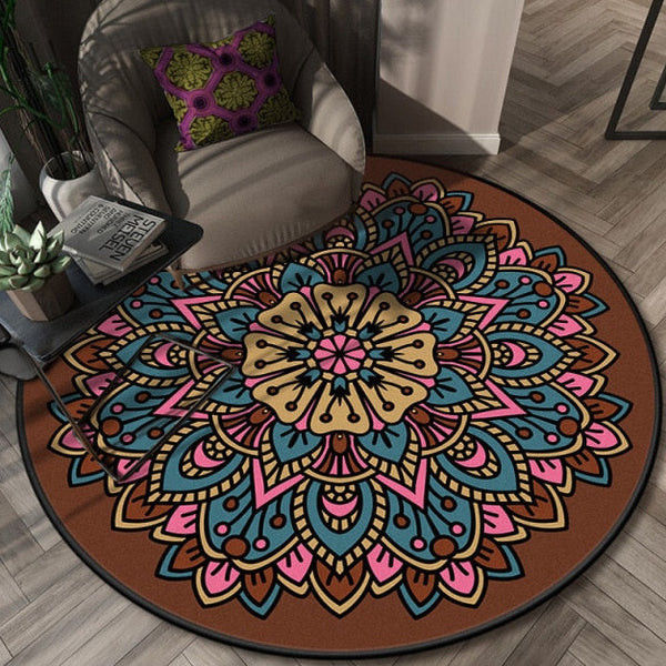 Tappeto coloratissimo rotondo Mandala - ufficio e soggiorno