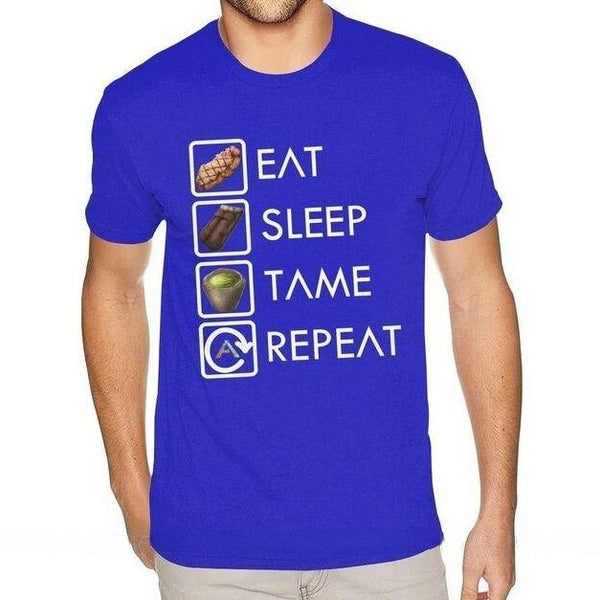 T-shirt estiva uomo meme “Dormi, mangia, doma, ripeti”