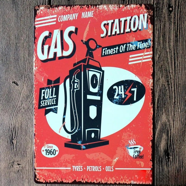 Cartelli decorativi vintage stazioni di servizio americane