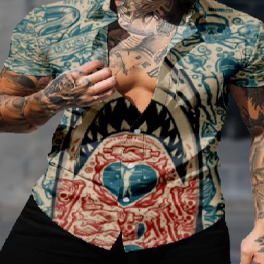 Camicie estive da uomo con colletto in stile cubano 3D