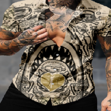 Camicie estive da uomo con colletto in stile cubano 3D
