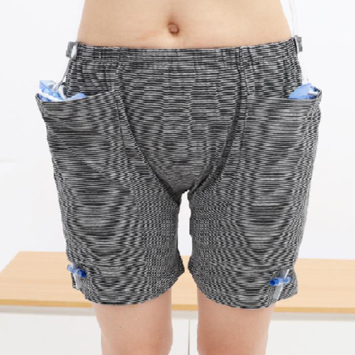 Pantaloncini unisex con doppia tasca per sacca urinaria per stomia
