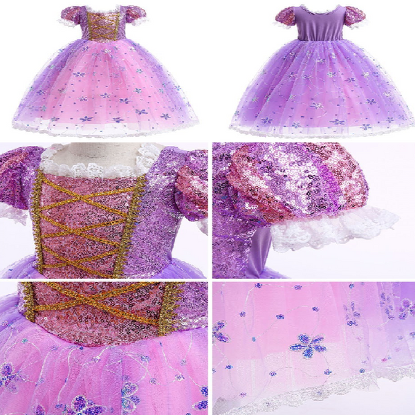 Costume cosplay da principessa Rapunzel per bambini