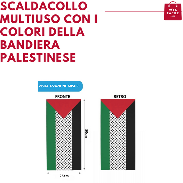 Scaldacollo multiuso unisex con i colori della bandiera palestinese
