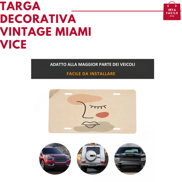 Targa decorativa per auto vintage – Florida Miami Vice-