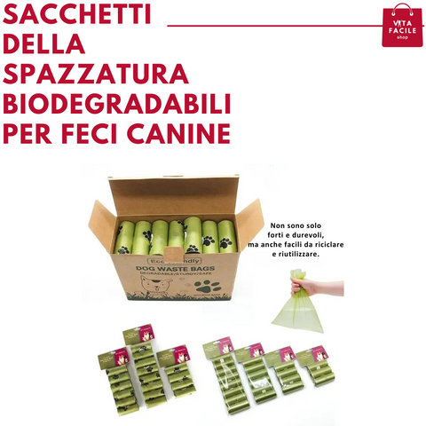 Sacchetti della spazzatura biodegradabili per feci canine