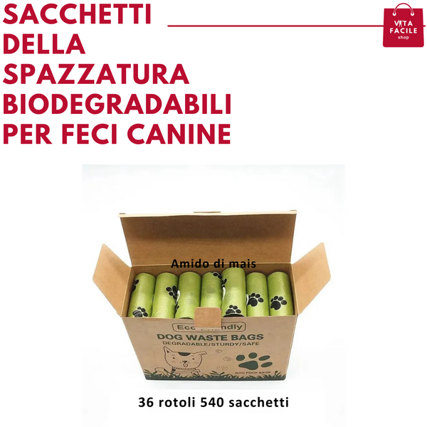 Sacchetti della spazzatura biodegradabili per feci canine