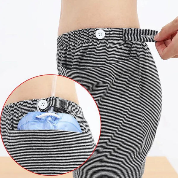 Pantaloncini unisex con doppia tasca per sacca urinaria per stomia