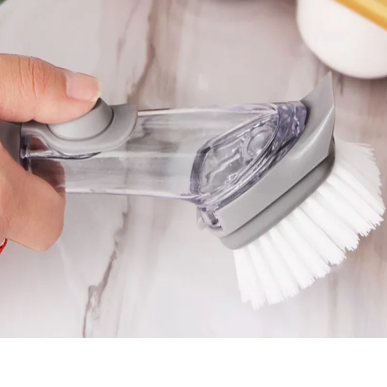 Set spazzola con dispenser integrato e spugne per pulizia pentole