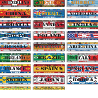 Cartelli decorativi con nomi e bandiere di nazioni