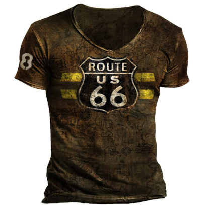 T-shirt estiva da uomo in 3D -Route 66-