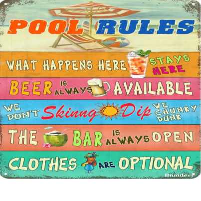 Cartello decorativo con regole per piscina