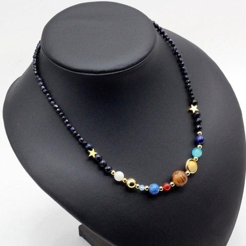 7 Charka Handmade Universe Galaxy Eight Planets Solar System Necklace for Women with Guardian Stars Stones Beads Bracelet Gifts - Vitafacile shop