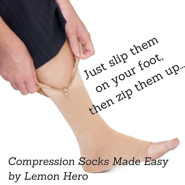1 Pair Unisex Compression Socks Zipper Leg Support Knee Socks Women Men Open Toe Thin Anti-Fatigue Stretchy Socks Drop shipping - Vitafacile shop