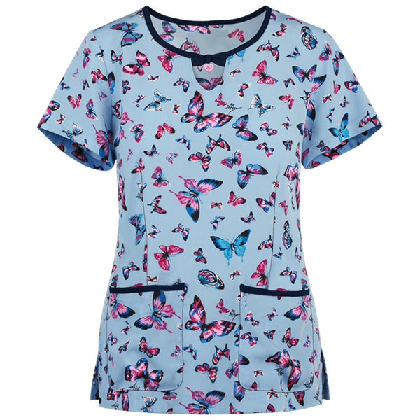 Camicia da infermiera e veterinaria con motivi animali e floreali