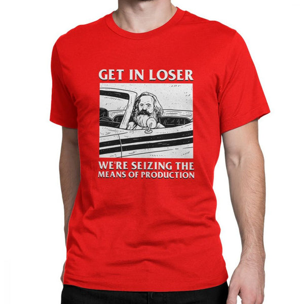 T-shirt estiva uomo “Karl Marx – Sali in macchina sfigato, prenderemo il controllo di tutti i mezzi produttivi”