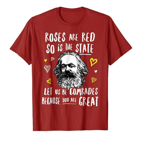 T-shirt estiva uomo “Karl Marx – le rose sono rosse”