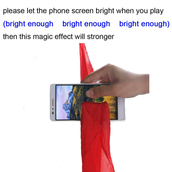 Fazzoletto magico che passa attraverso uno smartphone