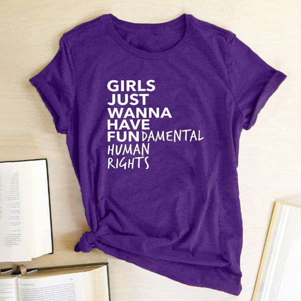 T-shirt estiva donna “le ragazze vogliono avere fondamentali diritti umani”