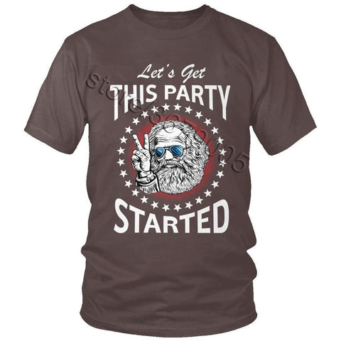T-shirt estiva uomo -Karl Marx – facciamo festa/un partito-