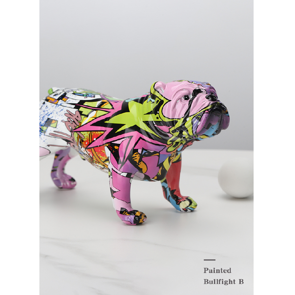 Figurine decorative a forma di graffiti bulldog