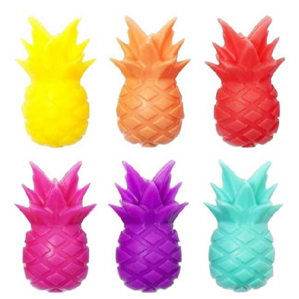 Segnabicchieri colorato in silicone a forma di ananas - Set 6 pezzi