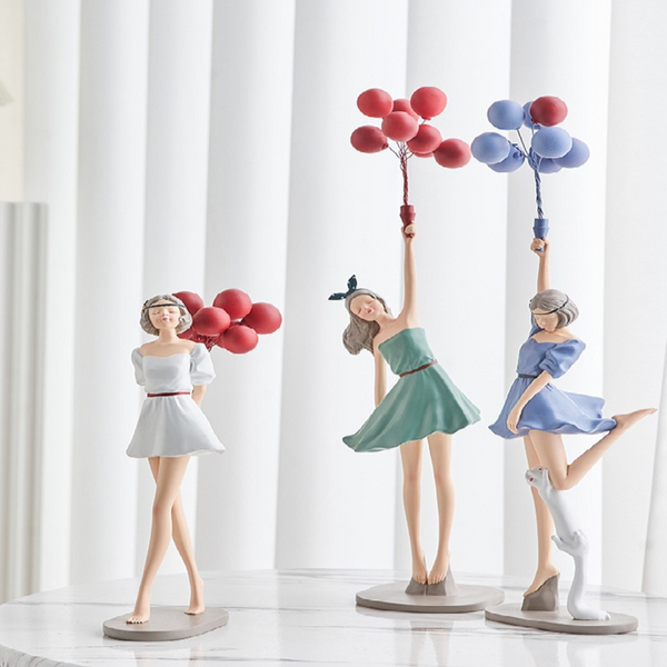 Statuette decorative di ragazze con palloncini