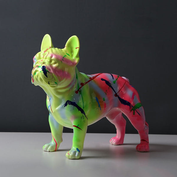 Figurine decorative a forma di bulldog graffiti