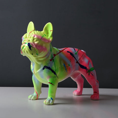 Figurine decorative a forma di bulldog graffiti