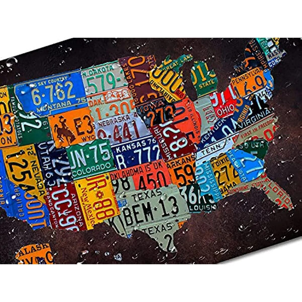 Cartello decorativo mappa geografica di targhe USA