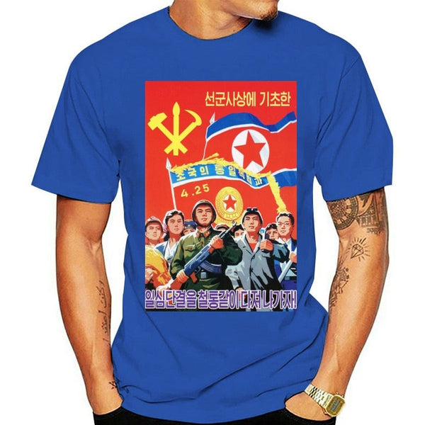 T-shirt estiva uomo propaganda vintage Nord Corea