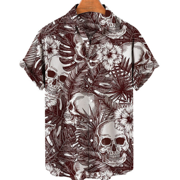 Camicie estive da uomo con stampe floreali e gotiche in 3D