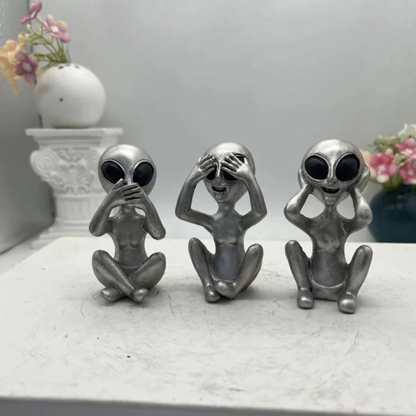 Statuette decorative a forma di alieni “Non vedo, non sento, non parlo”