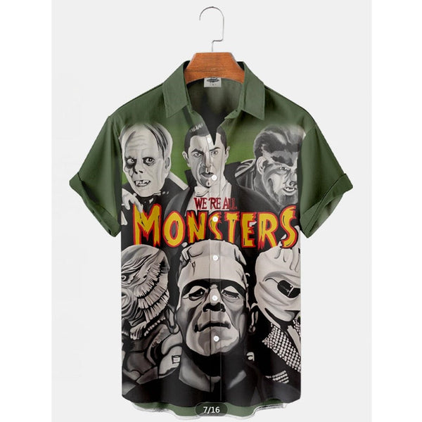 Camicie estive da uomo con stampe in 3D personaggi horror