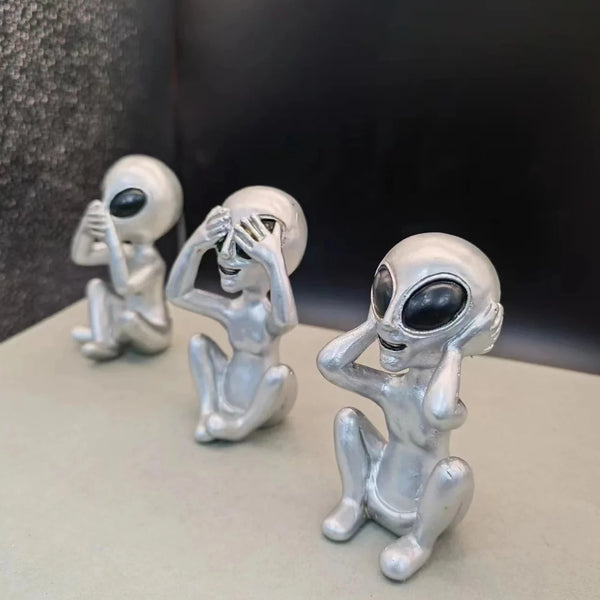 Statuette decorative a forma di alieni “Non vedo, non sento, non parlo”