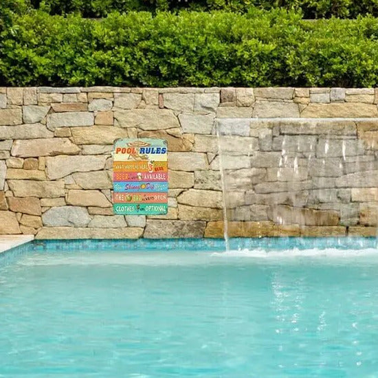 Cartello decorativo con regole per piscina