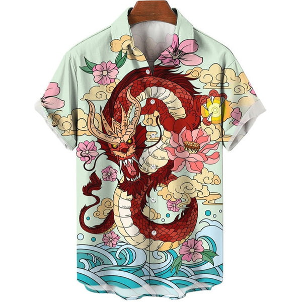 Camicie estive da uomo con stampe in 3D di dragoni