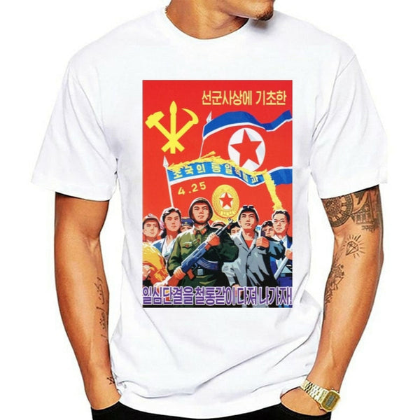 T-shirt estiva uomo propaganda vintage Nord Corea