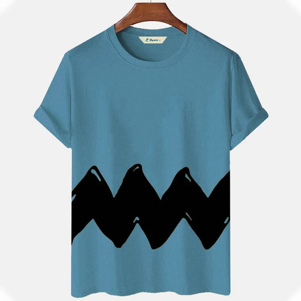 T-shirt estiva da uomo a righe patchwork con blocchi di colore