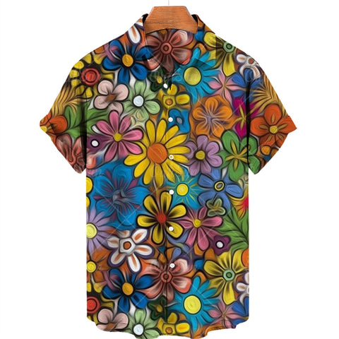 Camicie estive da uomo con stampe floreali in 3D