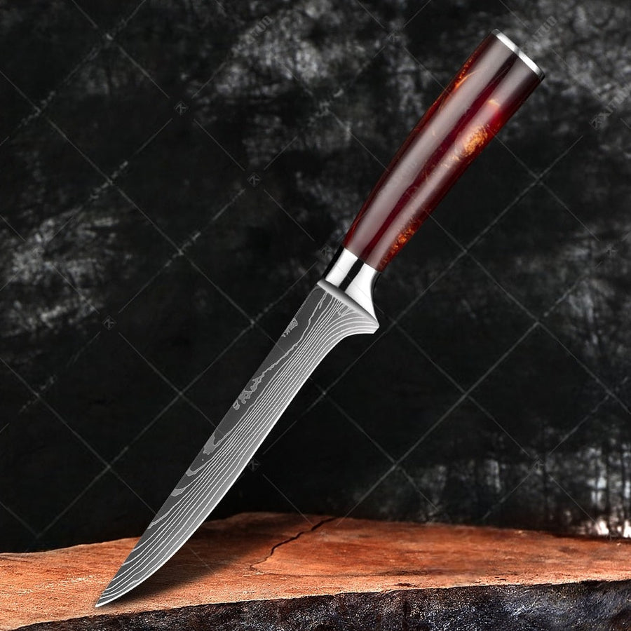 Set di coltelli da cucina giapponesi professionali con lama damascata –  Vitafacile shop