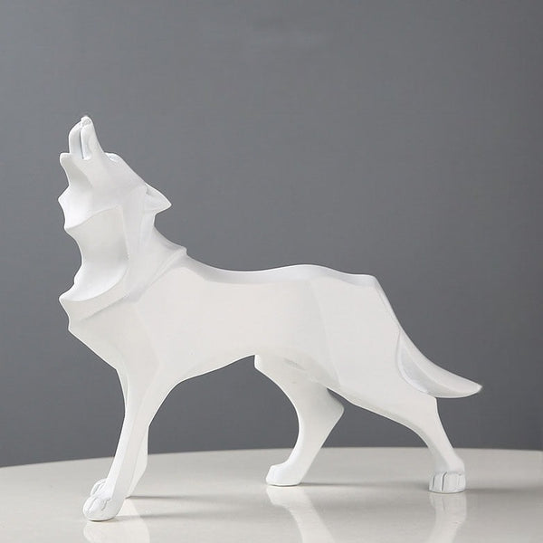 Statuette decorative in poliresina a forma di lupo
