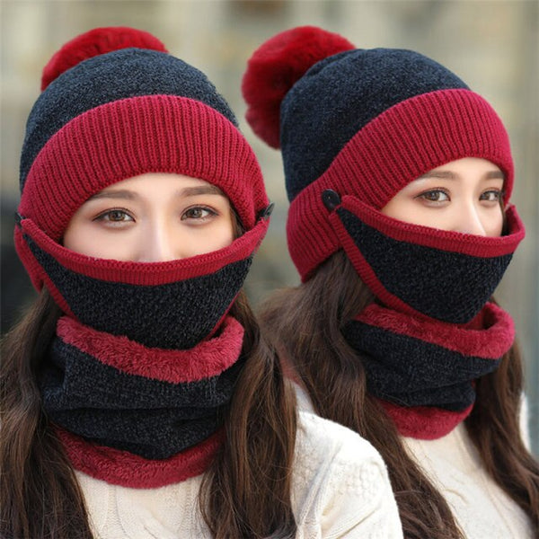 Set sciarpa, cappellino e mascherina invernali morbidi e caldi contro il freddo
