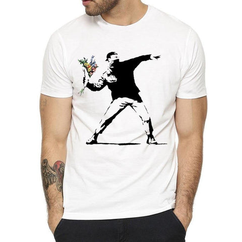 T-shirt maglietta - Men Flower Thrower Banksy - Vitafacile shop