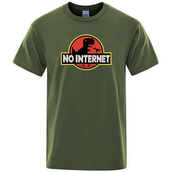T-shirt maglietta divertente - Jurassic Park No Internet - Vitafacile shop