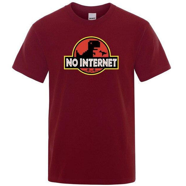 T-shirt maglietta divertente - Jurassic Park No Internet - Vitafacile shop