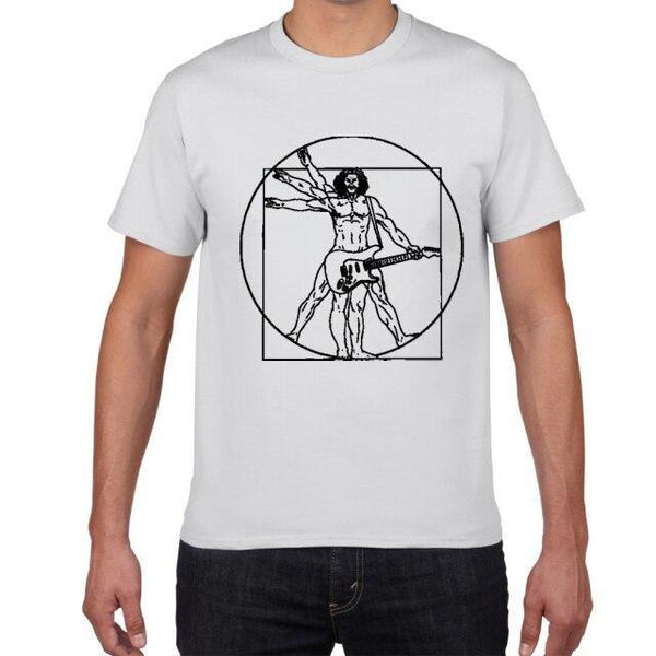 T-shirt maglietta - musica - Leonardo Da Vinci - Uomo vitruviano chitarra cotone - Vitafacile shop
